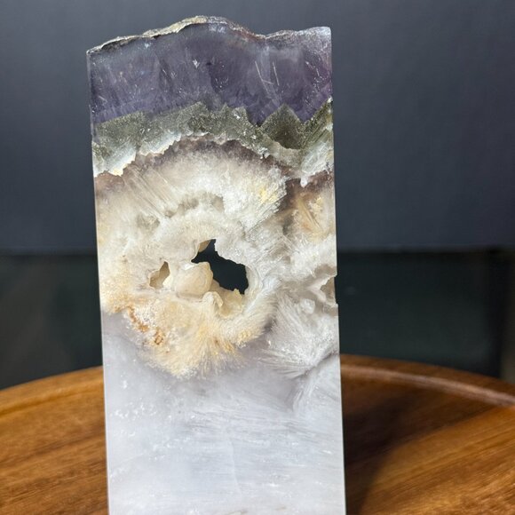 Fluorite Slab Cube Pyrite Inclusions Barite Feathered Slice Natural A - Picture 13 of 14